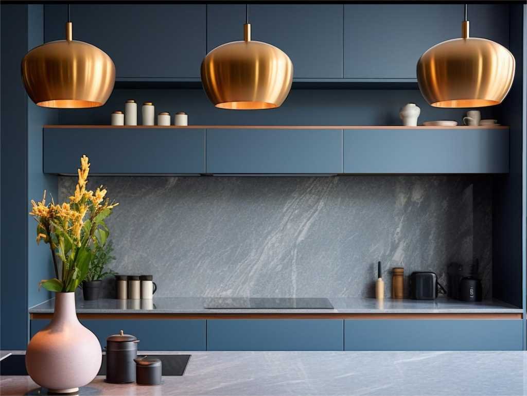 Dark blue theme kitchen Modular Kitchen