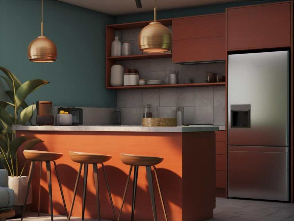 Playful colour theme kitchen Modular Kitchen